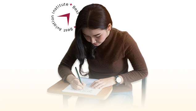 DGCA Mock Exams Descriptive Image of a lady writing a mock exam.